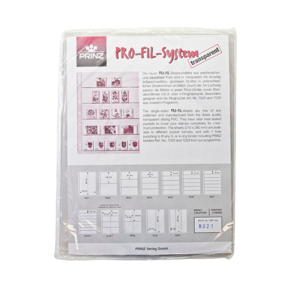 PRINZ NOTE PAGES 1 POCKET CLEAR PK 5