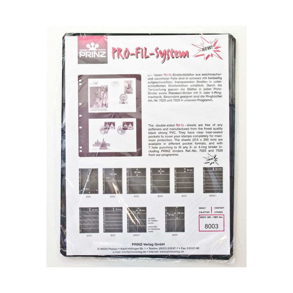 PRINZ NOTE PAGES 3 POCKET BLACK PK 5