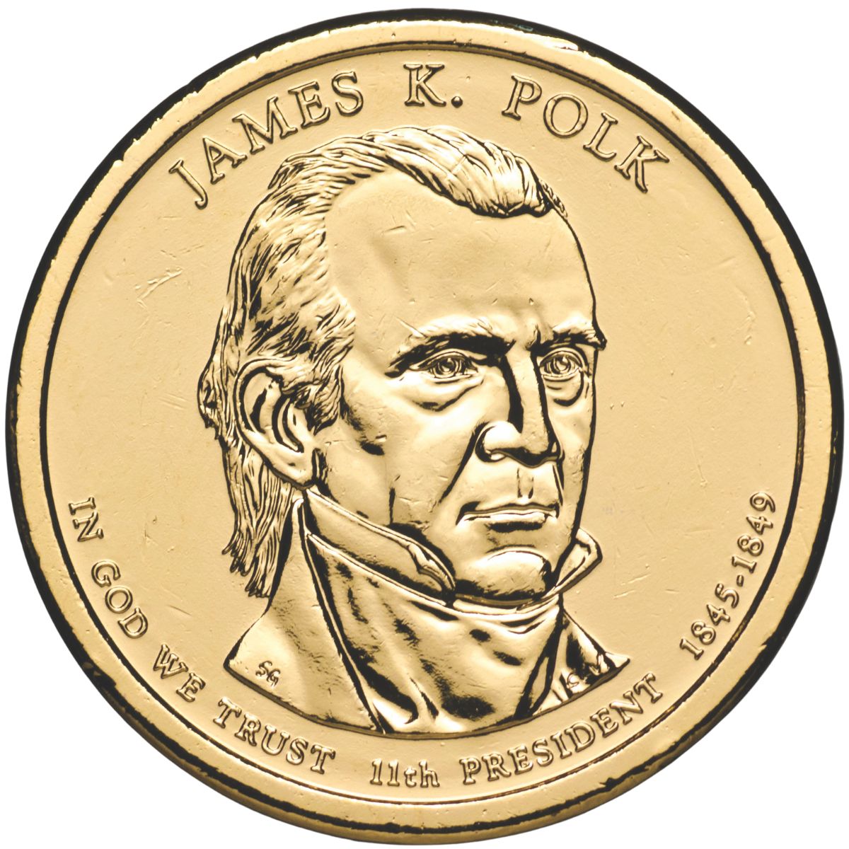 US Presidents 2009 $1 James K. Folk Gold-plated Coin