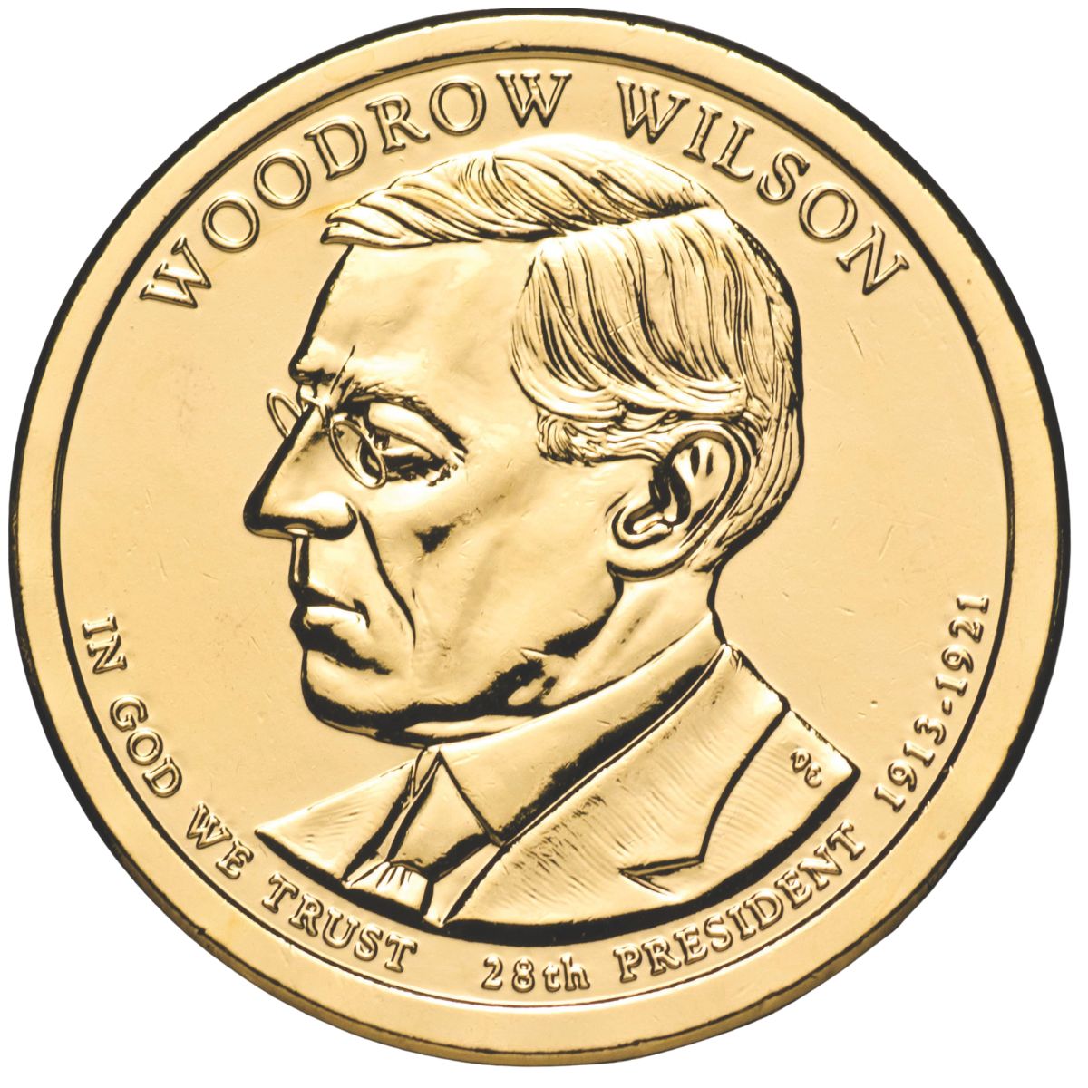 US Presidents 2013 $1 Woodrow Wilson Gold-plated Coin