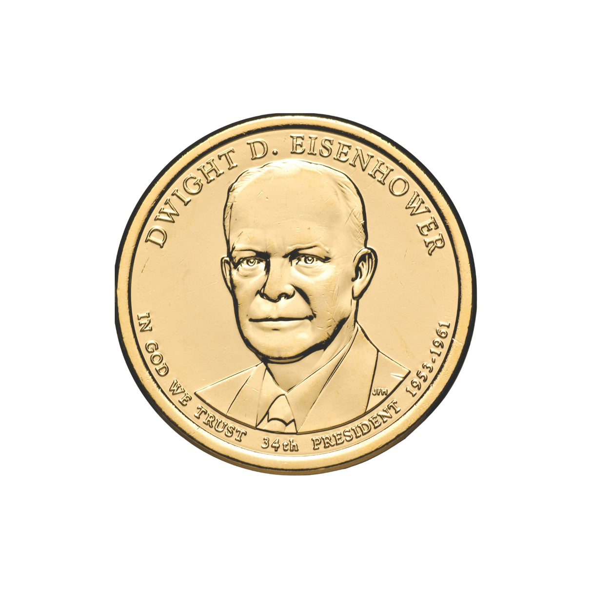 US Presidents 2015 $1 Dwight D. Eisenhower Gold-plated Coin