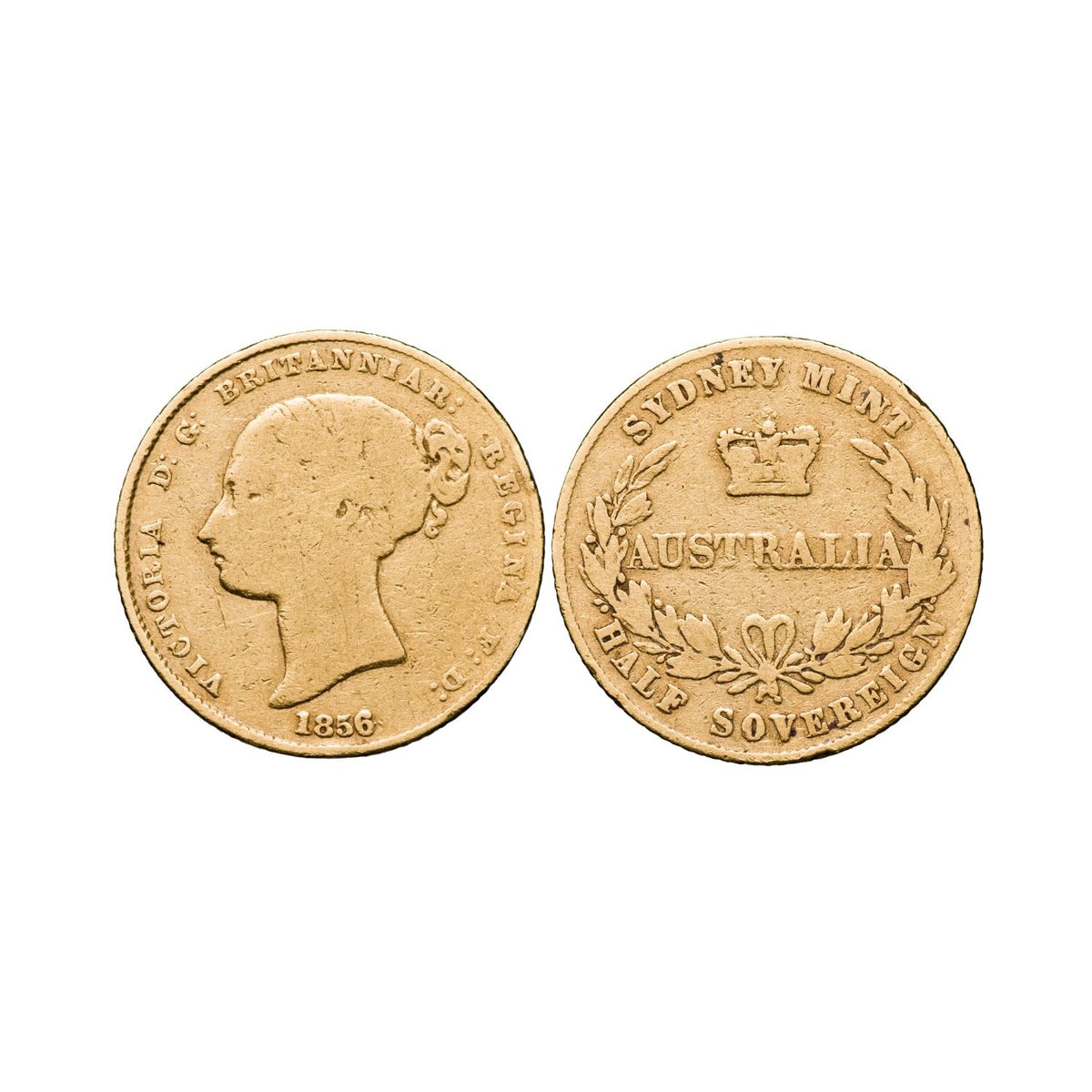 Queen Victoria 1856 Sydney Mint Gold Half Sovereign Type I Good