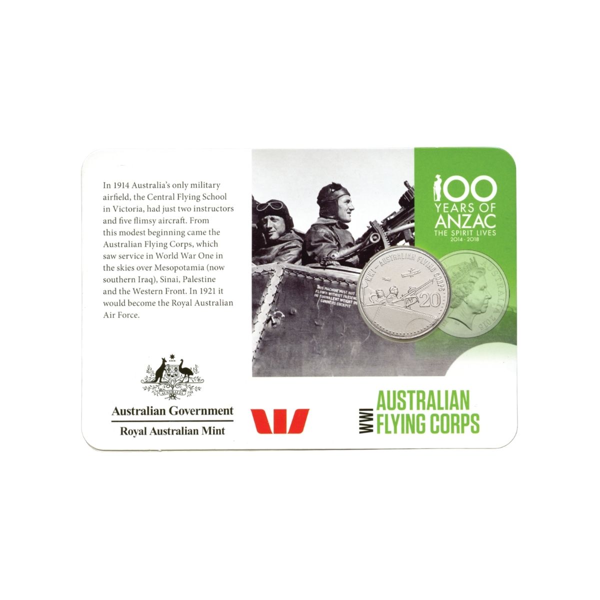 Australia 2015 20c Australian Flying Corps Cupro-Nickel Uncirculated Coin