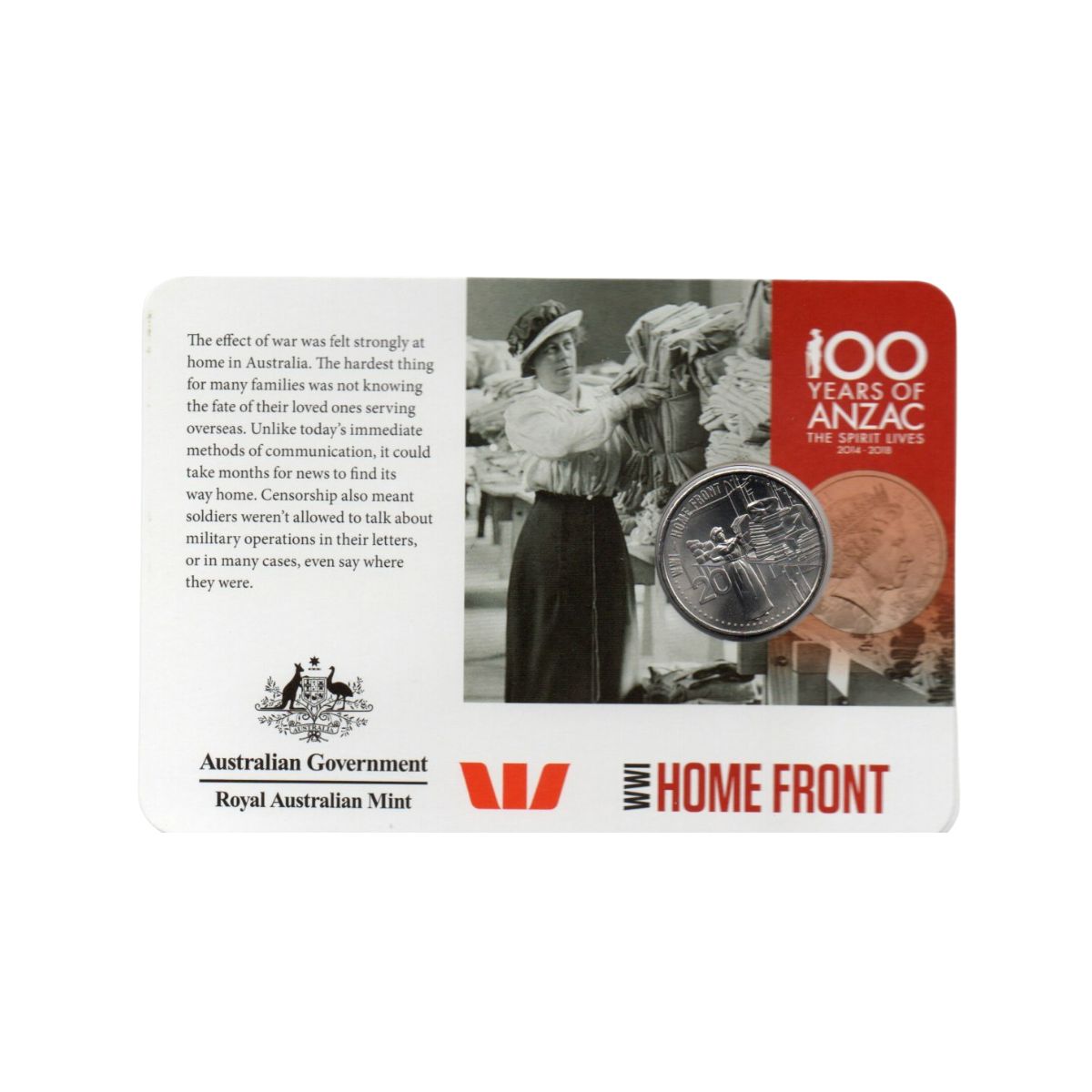 Australia 2015 20c Home Front Cupro-Nickel Uncirculated Coin