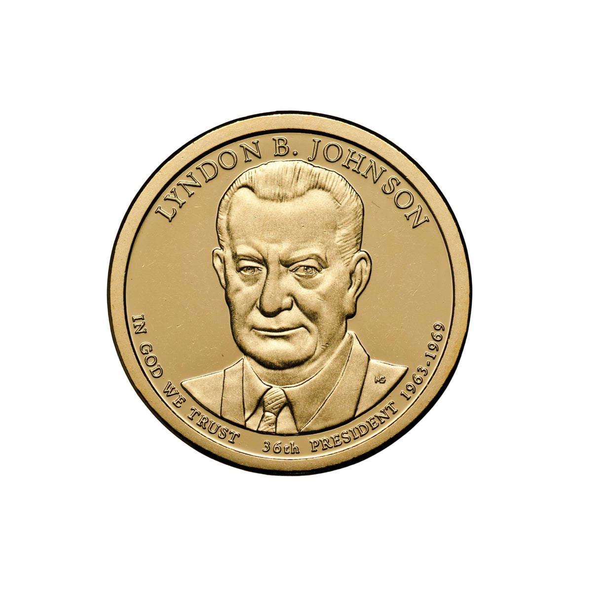 US Presidents 2015 $1 Lyndon B. Johnson Gold-plated Coin