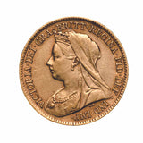 1900 Perth Queen Victoria Veiled Head Gold Half Sovereign Fine-Very Fine