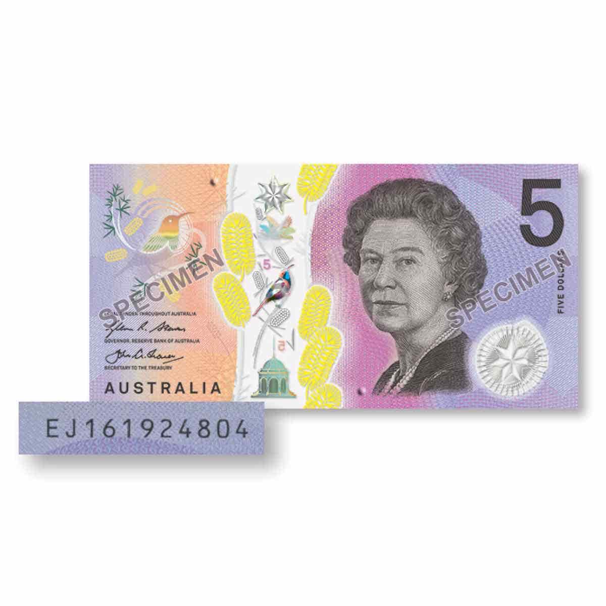 2016 $5 R224L Stevens/Fraser EJ16 Last Prefix Banknote Uncirculated
