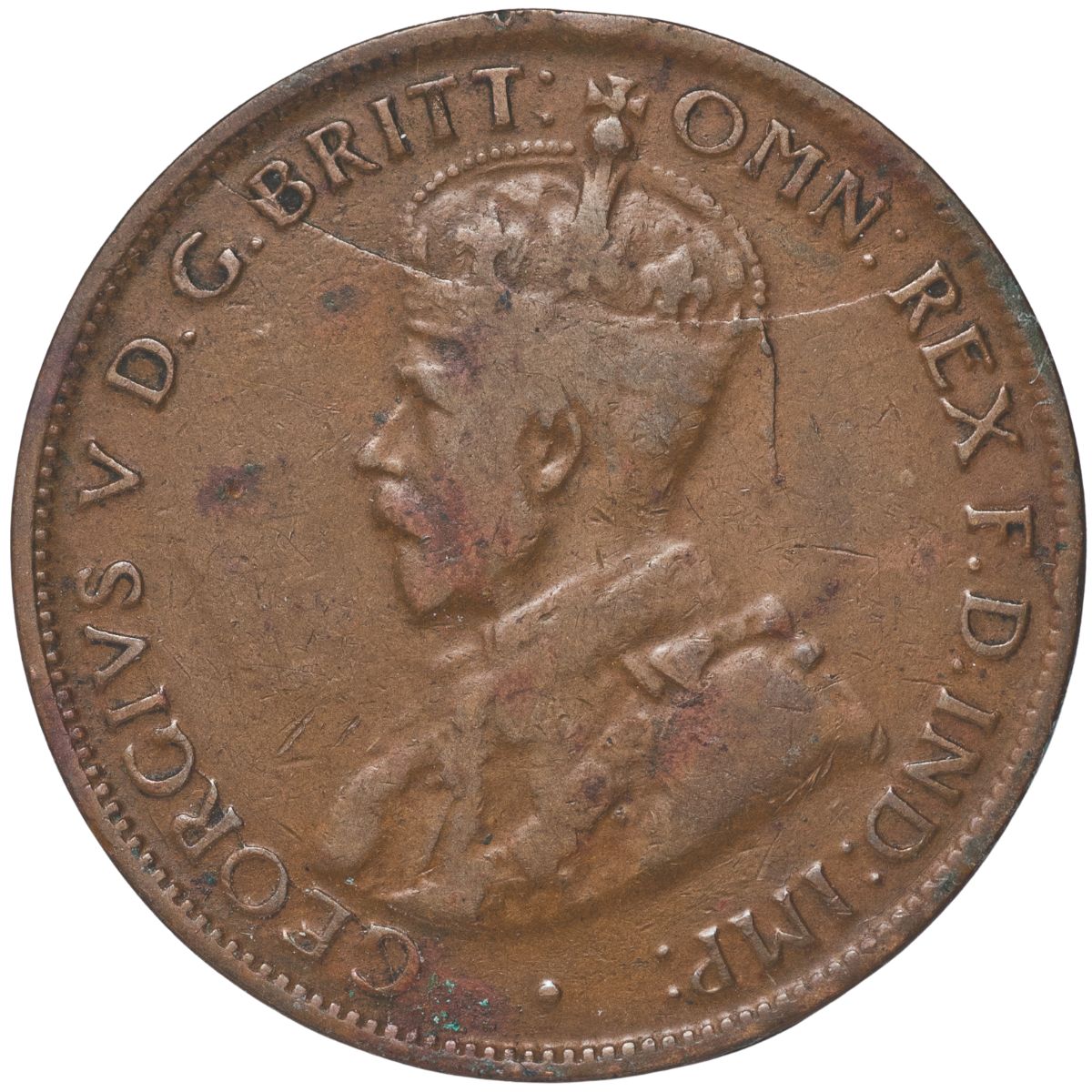 1926 Halfpenny "Half Moon" Die Crack W/ Normal Pair VG