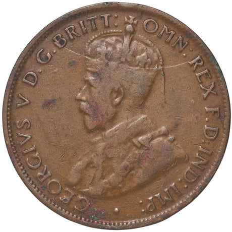 1926 Halfpenny "Half Moon" Die Crack W/ Normal Pair VG