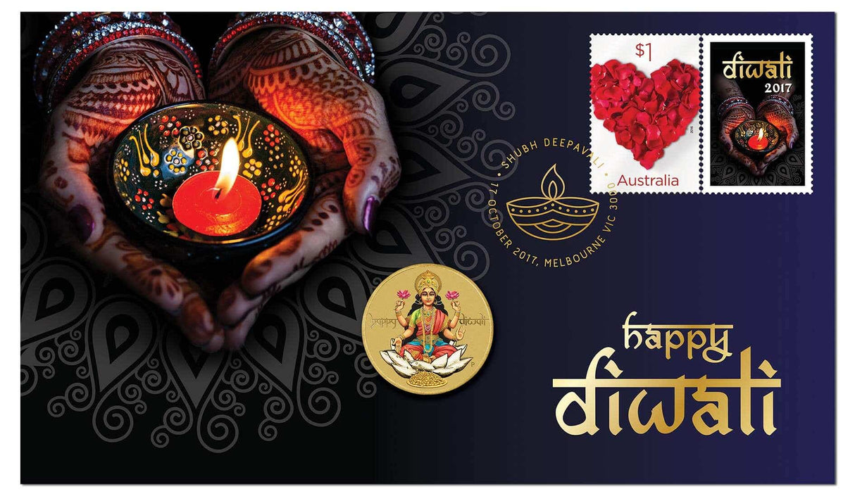 Happy Diwali 2017 $1 Stamp & Coin Cover