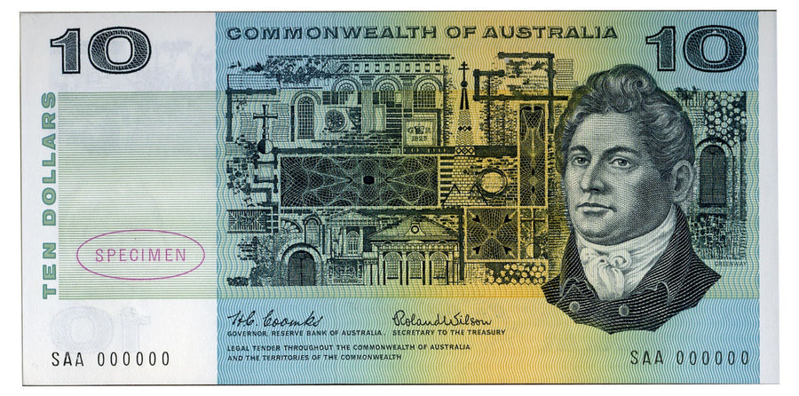 Australian Note Collection Reserve Bank of Australia 1966 Coombs/Wilson Specimen Banknote 10-Note ...