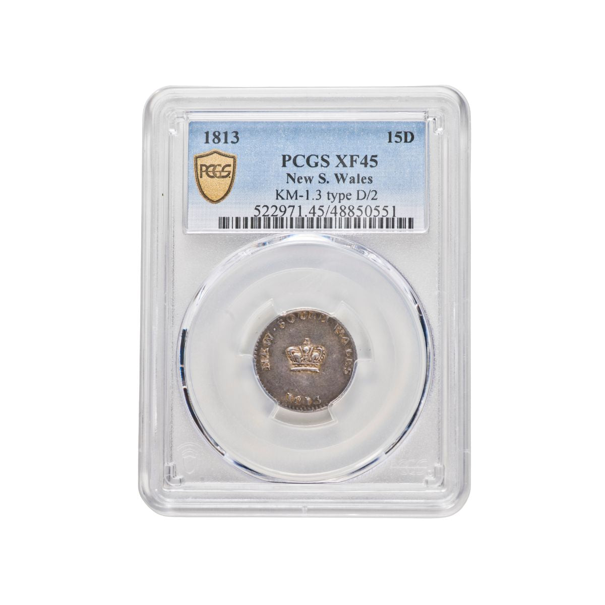 1813 NSW Silver Dump Type D/2 PCGS XF45