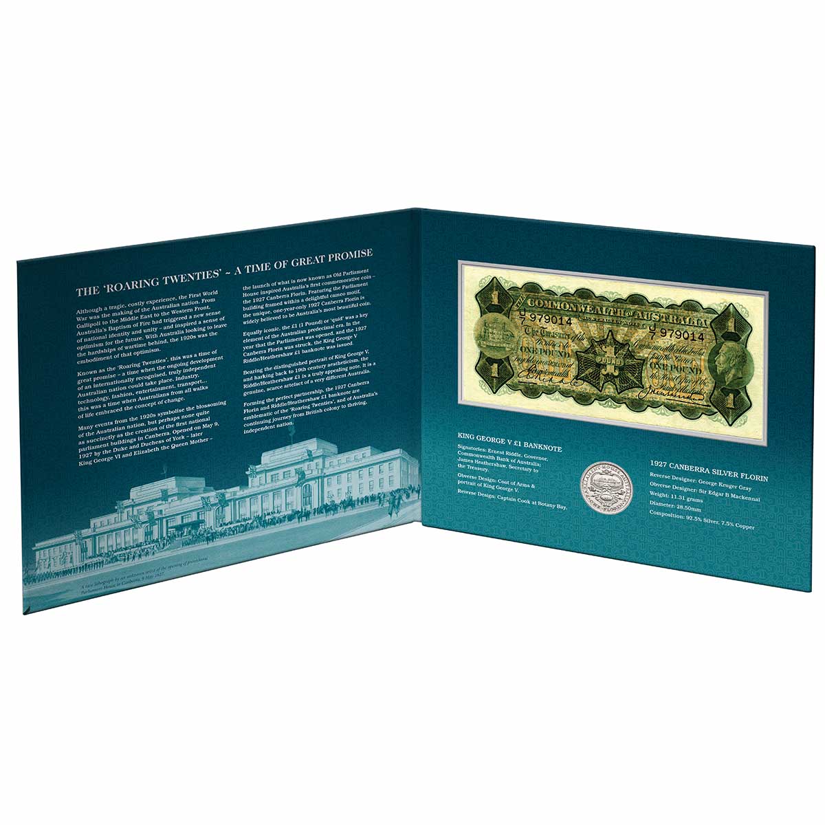 Australia 1920s Coin & Banknote Commemorative Portfolio (Fine-Very Fine)