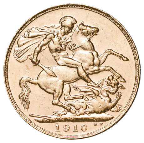 1910 Perth Edward VII Gold Sovereign Extremely Fine-about Uncirculated