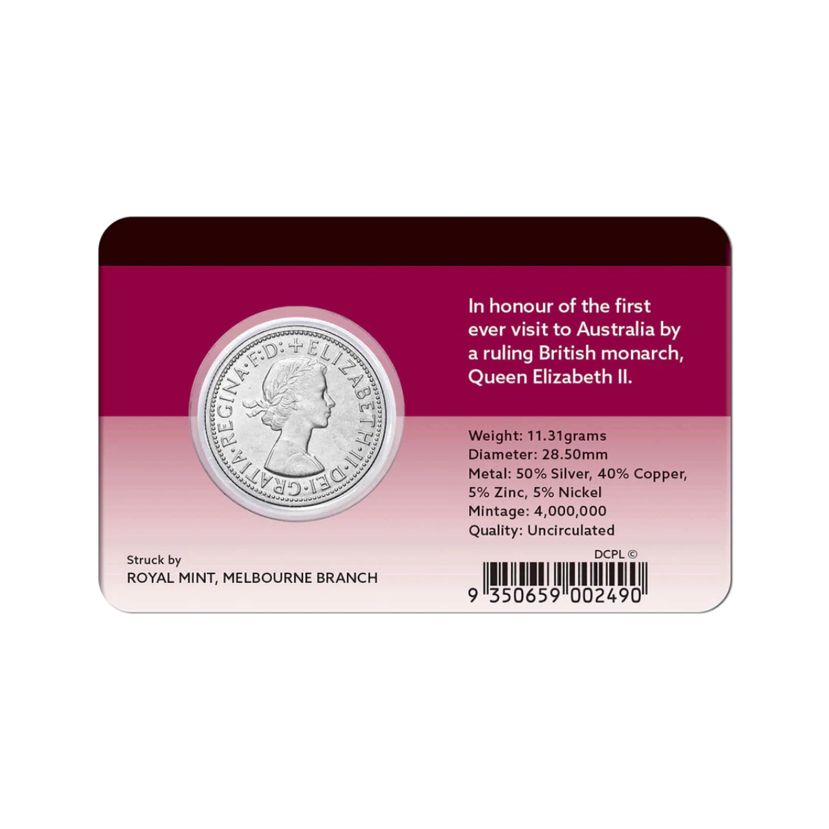 Elizabeth II 1954 Royal Visit Florin Uncirculated