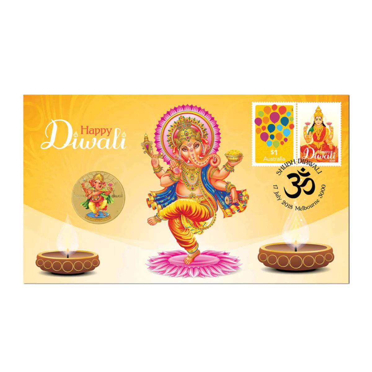 Diwali Festival 2018 $1 Stamp & Coin Cover