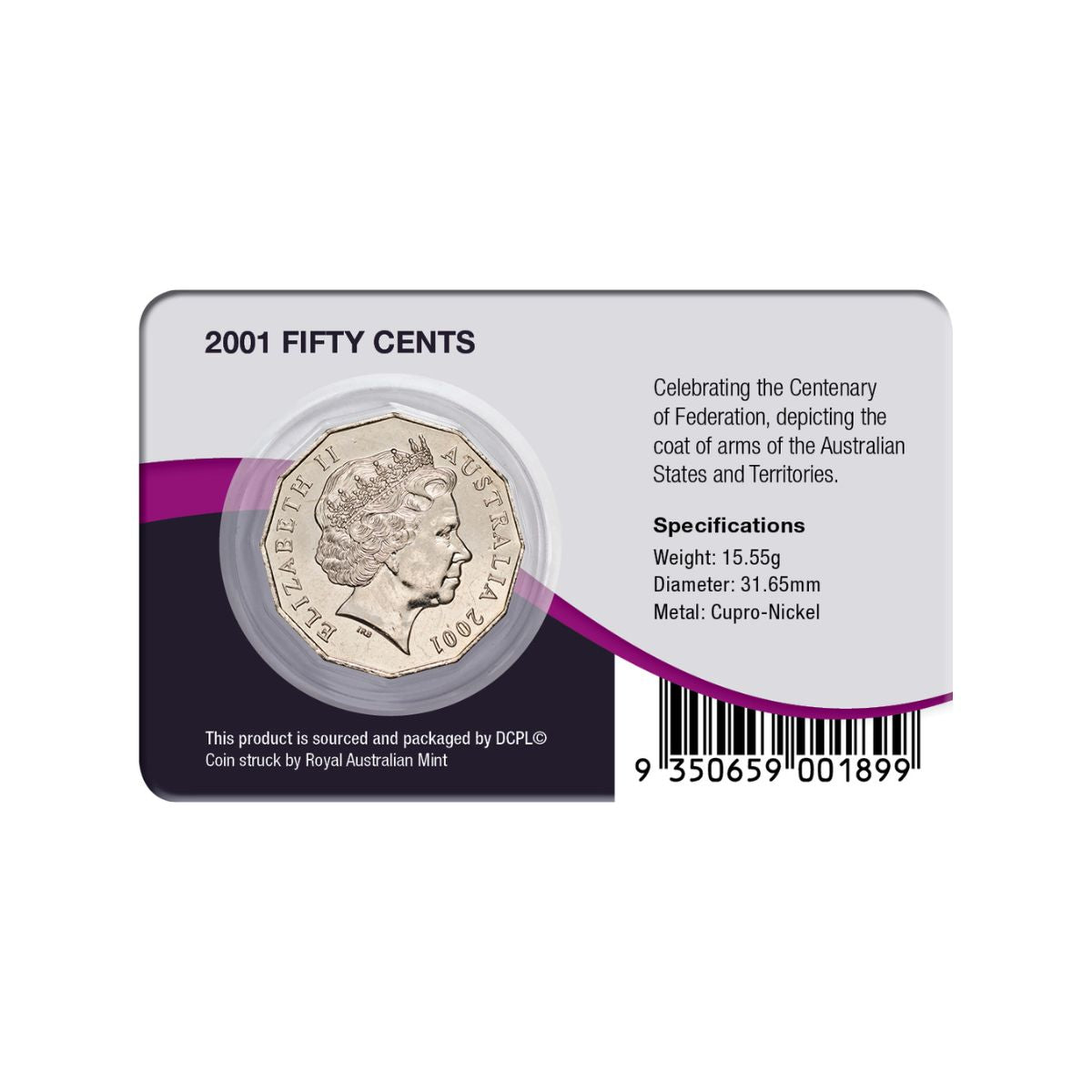 Australia Centenary of Federation 2001 50c Queensland Cupro-Nickel Uncirculated Coin Pack