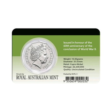 Australia End of WWII 60th Anniversary 2005 50c Cupro-Nickel Uncirculated Coin Pack