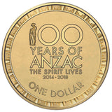 Centenary of WWI 2014 $1 Spirit Lives Al-Br Coin Pack