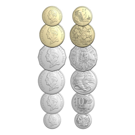 Australia Charles III 2025 5c-$2 Coin Heads/Heads or Tails/Tails RAM Mint Roll Bundle