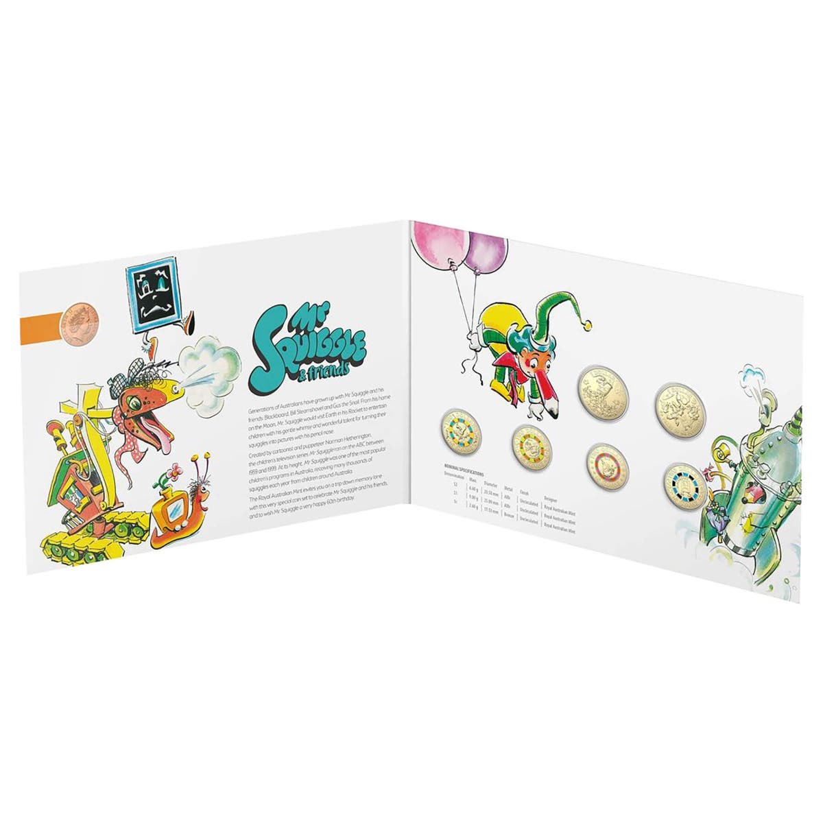 Australia 2019 Mr Squiggle Aluminium-Bronze Uncirculated 7-Coin Set ...