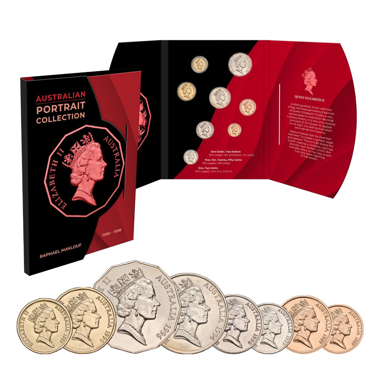 Australia Elizabeth II 1985-98 Raphael Maklouf Portrait Uncirculated 8-Coin Set