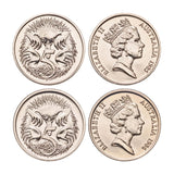 Australia 1985 & 1986 5c Brilliant Uncirculated Coin Pair