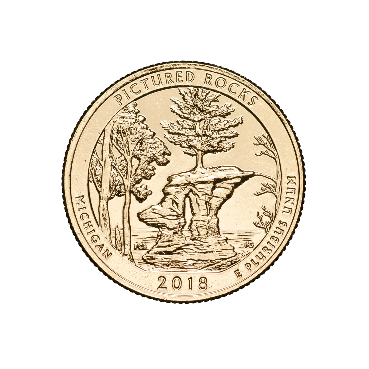 US National Parks 2018 Pictured Rocks Clark Gold-plated Coin