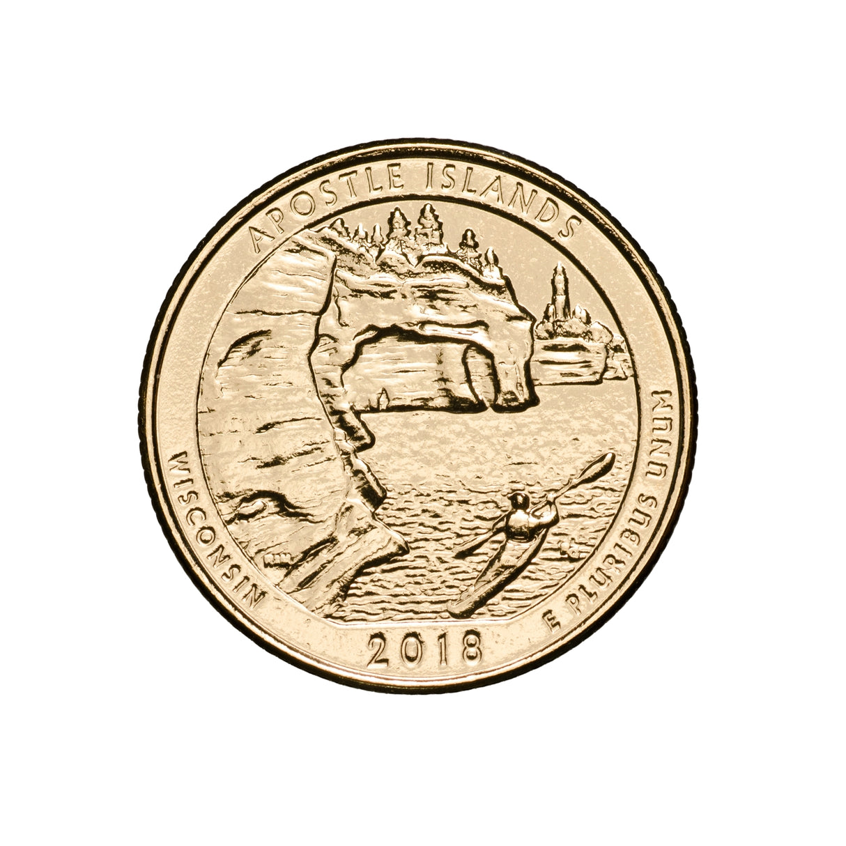 US National Parks 2018 Apostle Islands Clark Gold-plated Coin