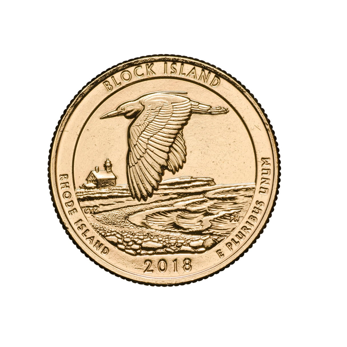 US National Parks 2018 Block Island Gold-plated Coin