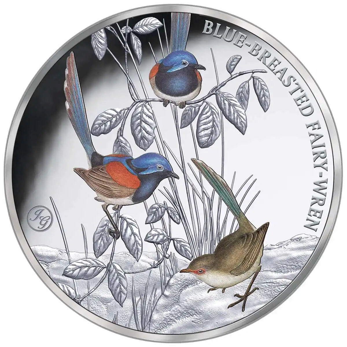 Birds of Australia Blue-Breasted Fairy Wren Silver-plated Prooflike Commemorative