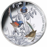 Birds of Australia Blue-Breasted Fairy Wren Silver-plated Prooflike Commemorative