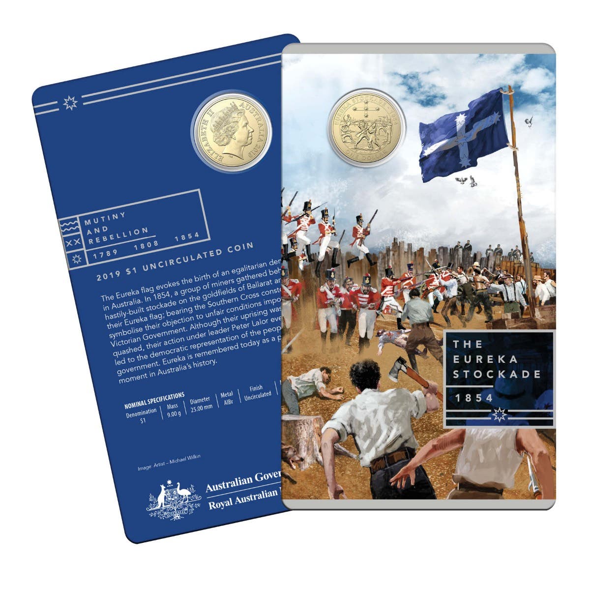 Australia Mutiny & Rebellion 2019 $1 Eureka Stockade Aluminium-Bronze Uncirculated Coin