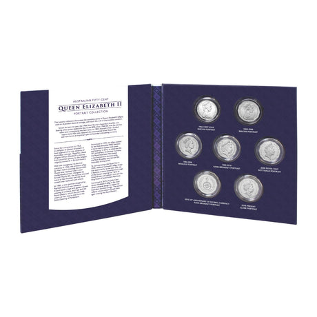 Australia Queen Elizabeth II 1966-2022 50c Portrait Uncirculated 7-Coin Collection