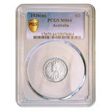 1936 Sixpence PCGS MS64 (Choice Uncirculated)