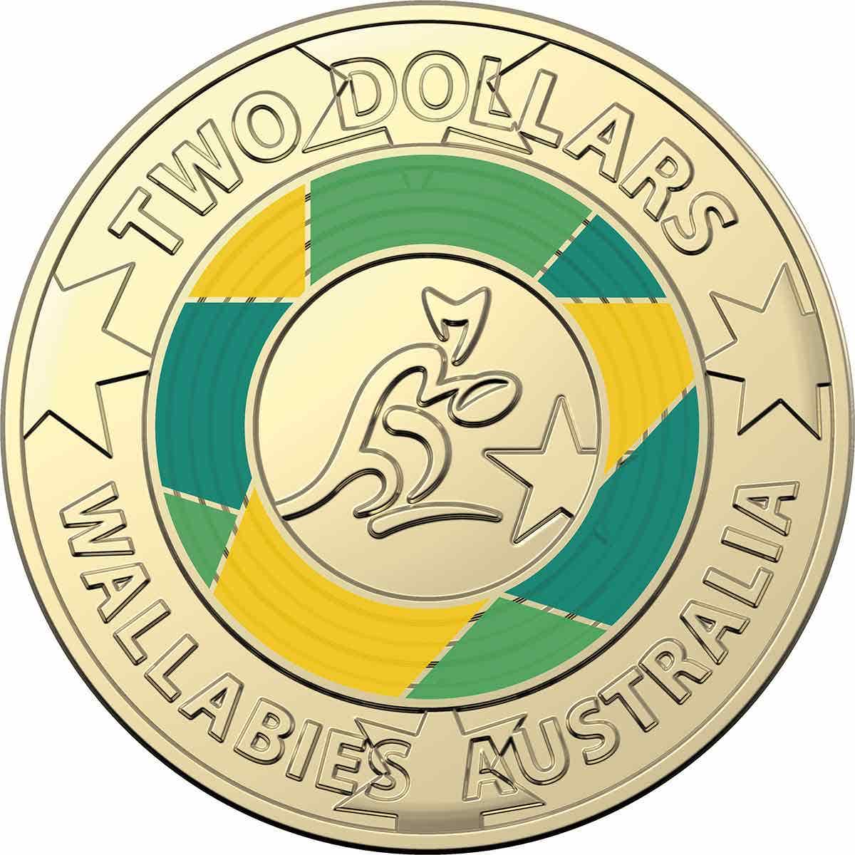 Australia Rugby World Cup 2019 $2 Colour Al-Br Uncirculated Coin