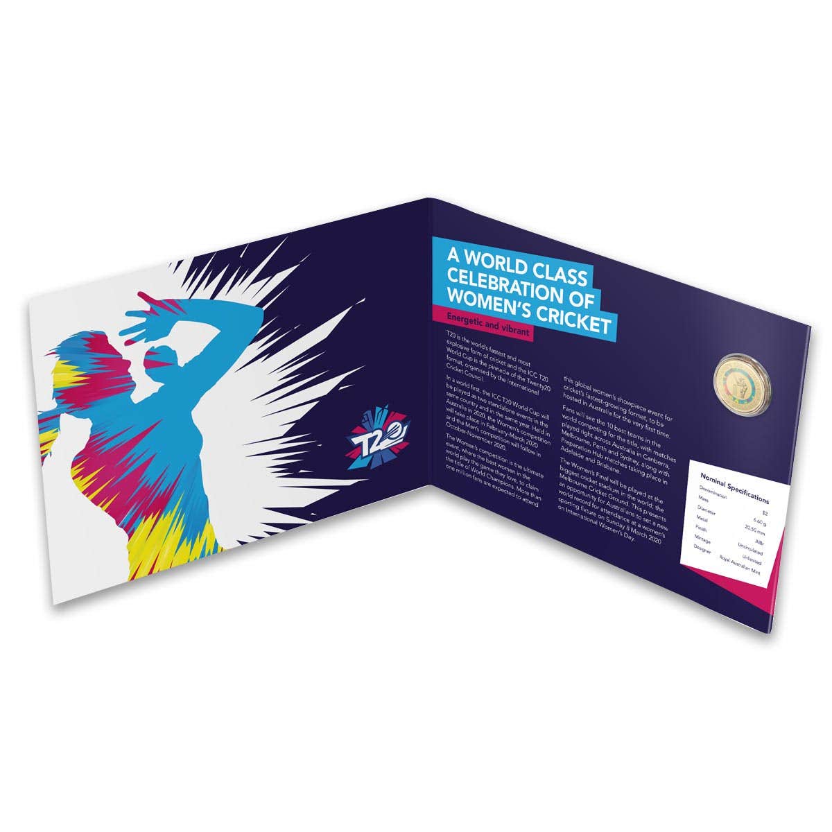 ICC Women'T20 World Cup 2020 $2 Al-Br Coloured Uncirculated Coin