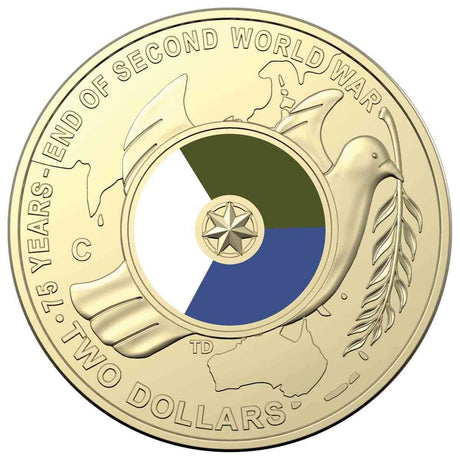 Australia End of WWII 2020 $2 C Mintmark Colour Aluminium-Bronze Uncirculated Coin