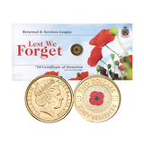Australia 2012 $2 Red Poppy with RSL Card Uncirculated Coin