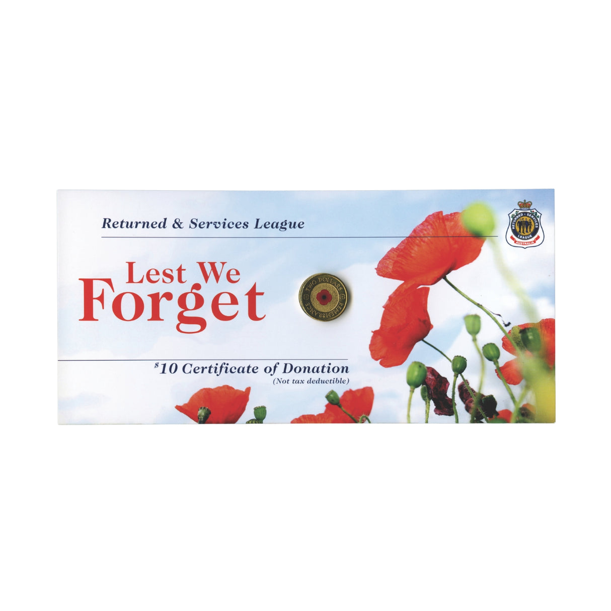 Australia 2012 $2 Red Poppy with RSL Card Uncirculated Coin