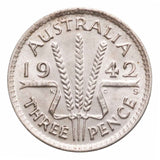 1942S Threepence Uncirculated