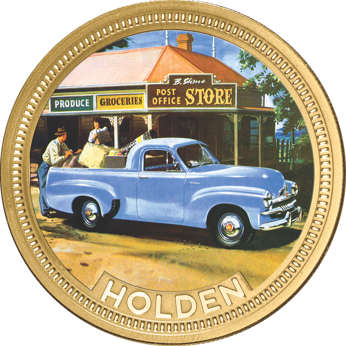 Holden FJ Ute Gold-plated Prooflike Medallion