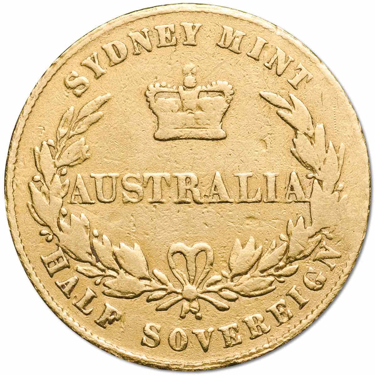 1856 Sydney Mint Half Sovereign Type I Fine
