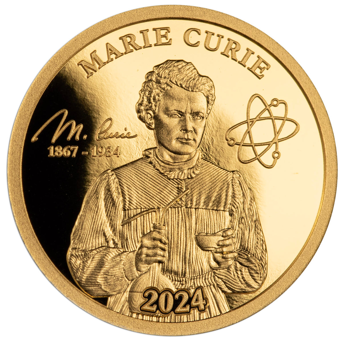 Marie Curie 2024 10 Francs 1/2g Gold Proof Coin