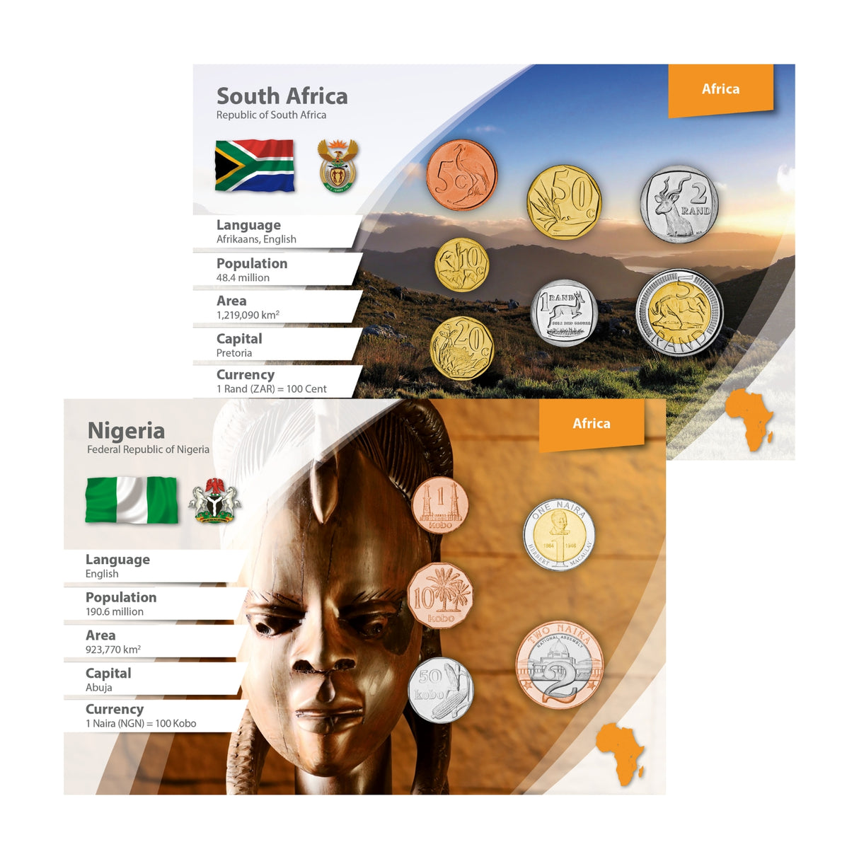 South Africa & Nigeria World Money Coin Pack Pair