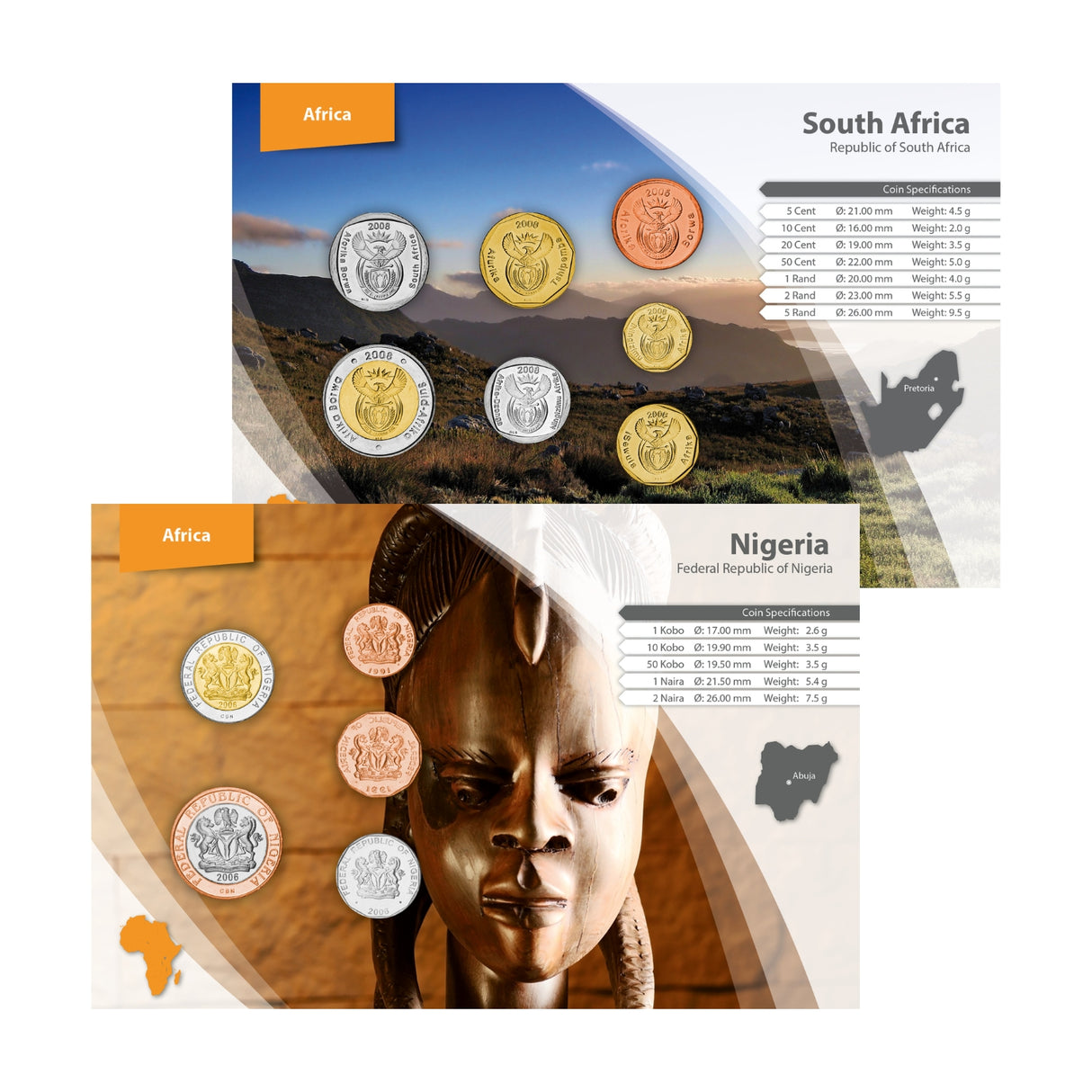 South Africa & Nigeria World Money Coin Pack Pair
