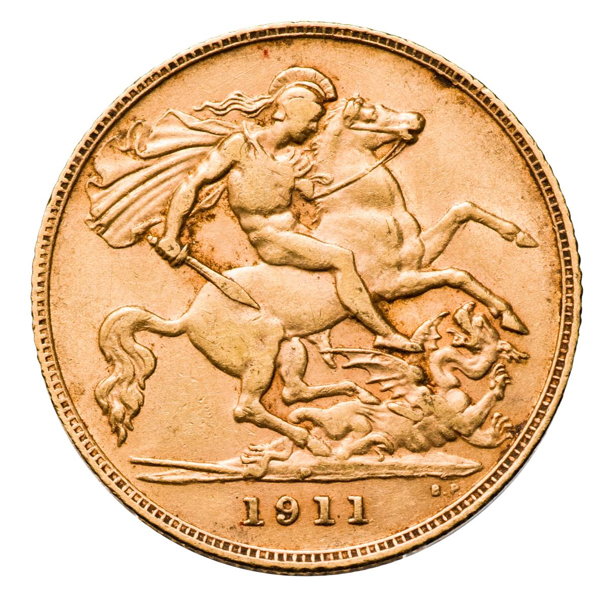 George V 1911P Gold Half Sovereign Fine