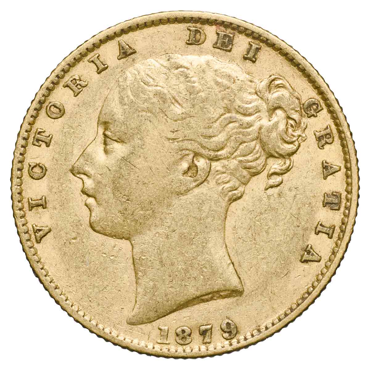 Queen Victoria 1879S Young Head Shield Gold Sovereign Fine-Very Fine
