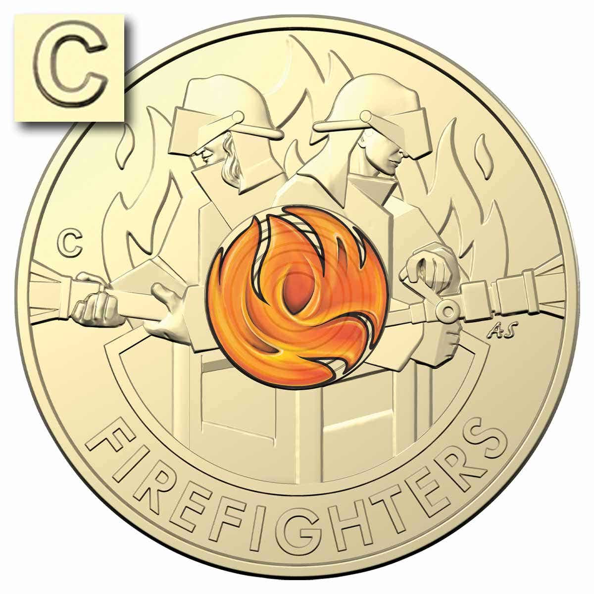 Australia Firefighters 2020 $2 C Mintmark Colour Aluminium-Bronze Uncirculated Coin