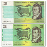 1966 $2 FAA First Prefix & 1985 $2 LQG Last Prefix Pair Uncirculated